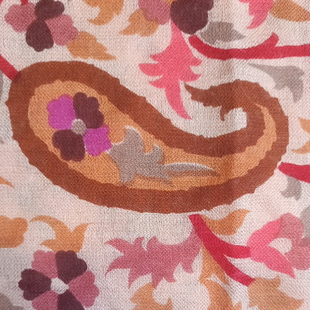 English Eccentrics Botanical Floral Paisley Silk Scarf Pink Brown Boho - Picture 6 of 8